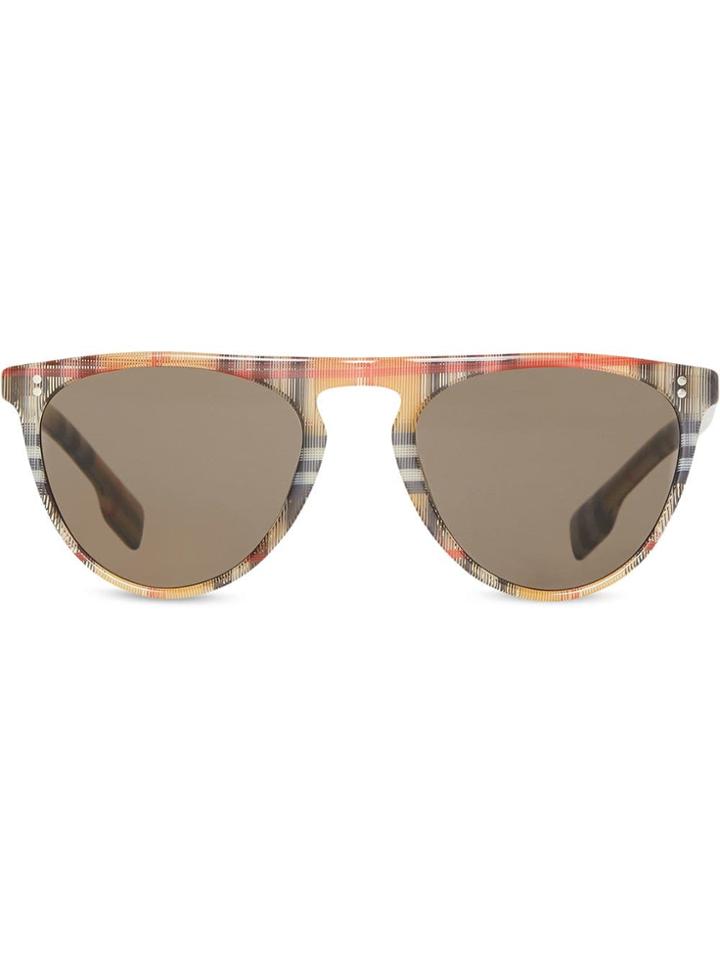 Burberry Vintage Check Keyhole D-shaped Sunglasses - Brown