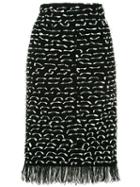 Oscar De La Renta Frayed Hem Pencil Dress - Black
