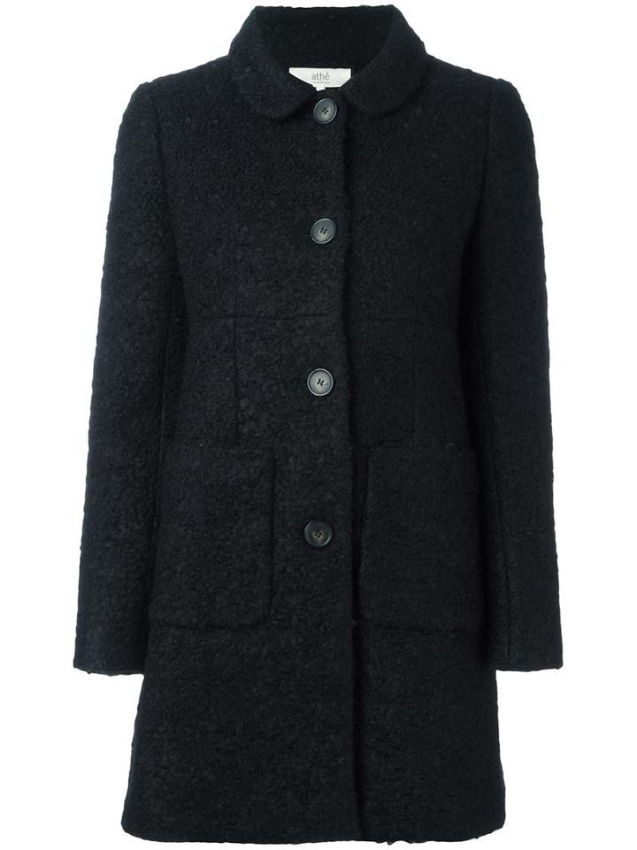 Vanessa Bruno Athé Single Breasted Coat, Women's, Size: 38, Black, Cotton/viscose/polyacrylic/polyamide