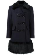 Marc Jacobs Faux Fur Hem Coat, Women's, Size: 4, Blue, Cotton/modacrylic/polyamide/virgin Wool