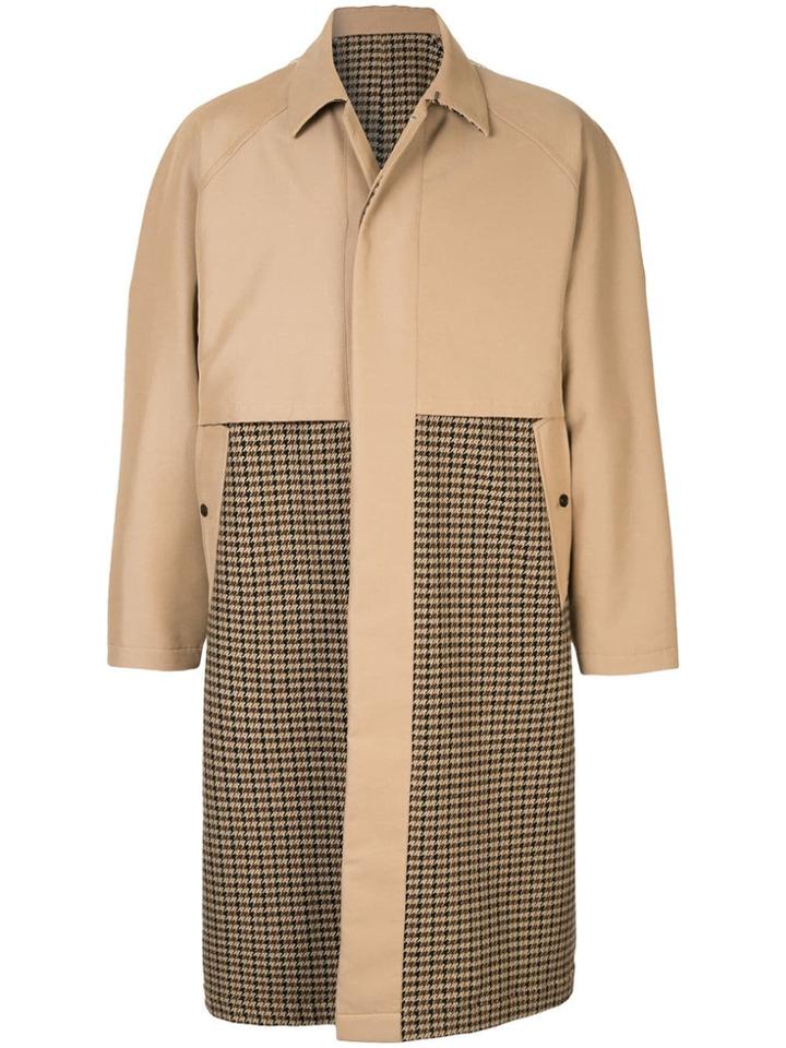 Kazuyuki Kumagai Houndstooth Panel Coat - Brown