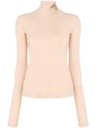 Mm6 Maison Margiela Logo Printed Polo Neck Top - Nude & Neutrals