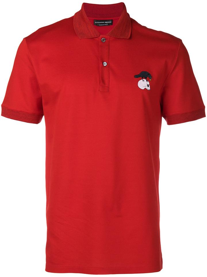Alexander Mcqueen Bird And Skull Embroidered Polo Shirt