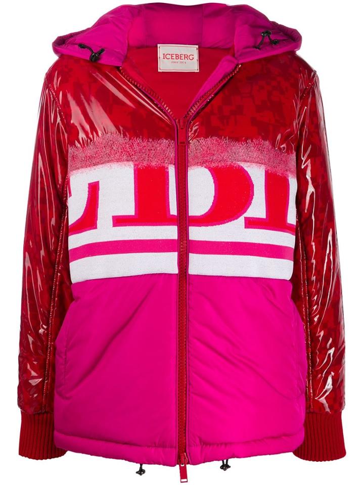 Iceberg Contrast Panel Hooded Jacket - Pink