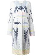 Peter Pilotto Geometric Coat, Women's, Size: Large, Grey, Polyamide/spandex/elastane/angora/wool