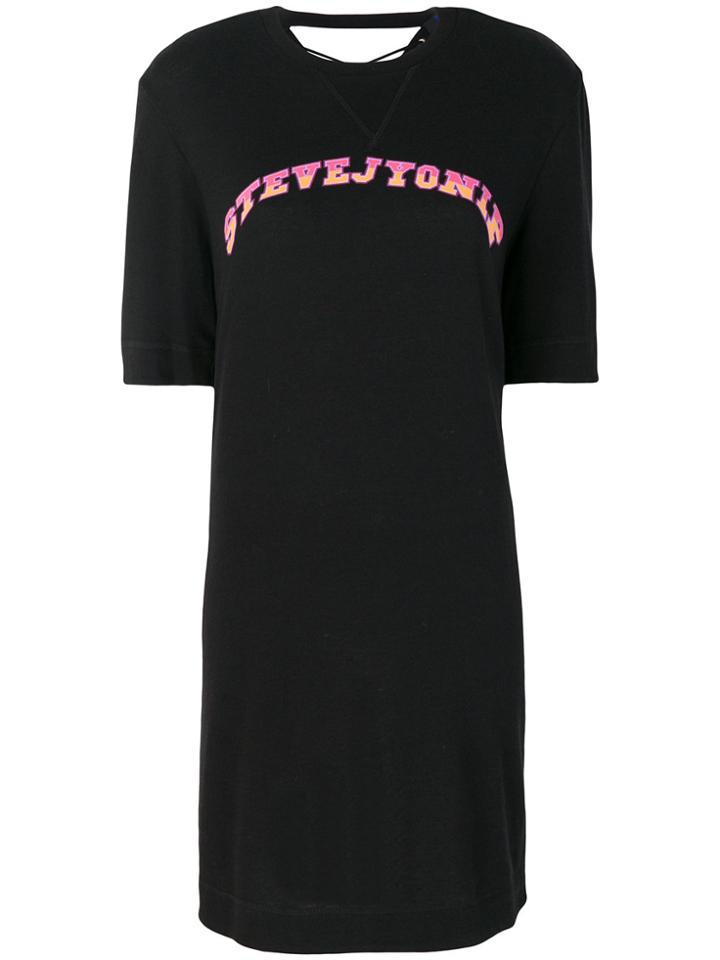 Sjyp Logo Print T-shirt Dress - Black
