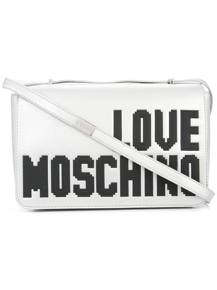 Love Moschino Logo Print Metallic Satchel