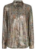 Roberto Cavalli Snake Print Metallic Shirt - Brown