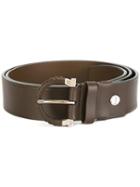 Salvatore Ferragamo Gancino Leather Buckle Belt, Men's, Size: 105, Brown, Calf Leather