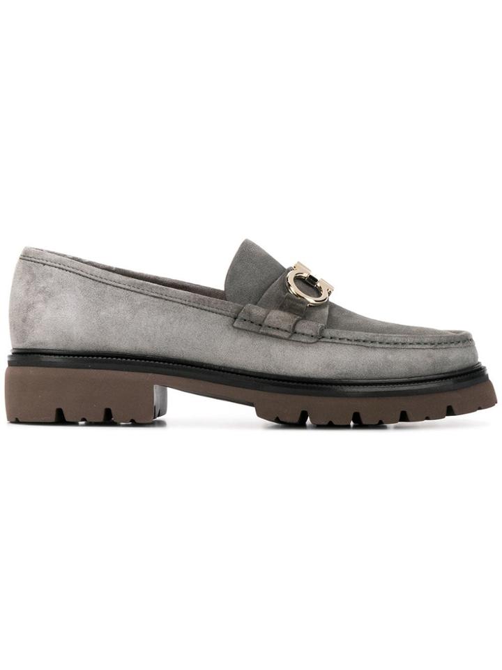 Salvatore Ferragamo Front Buckled Loafers - Grey