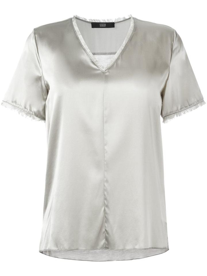 Steffen Schraut Raw Edge V Neck Blouse