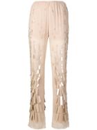Prada All Over Metallic Appliqués Trousers - Neutrals