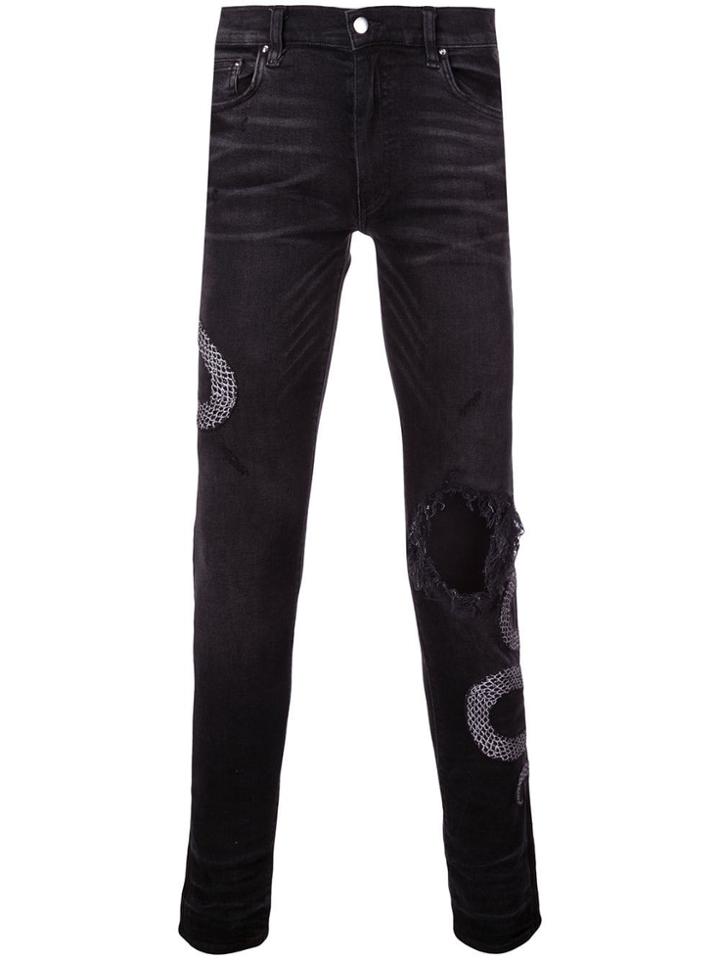 Amiri Slithering Snake Skinny Jeans - Black