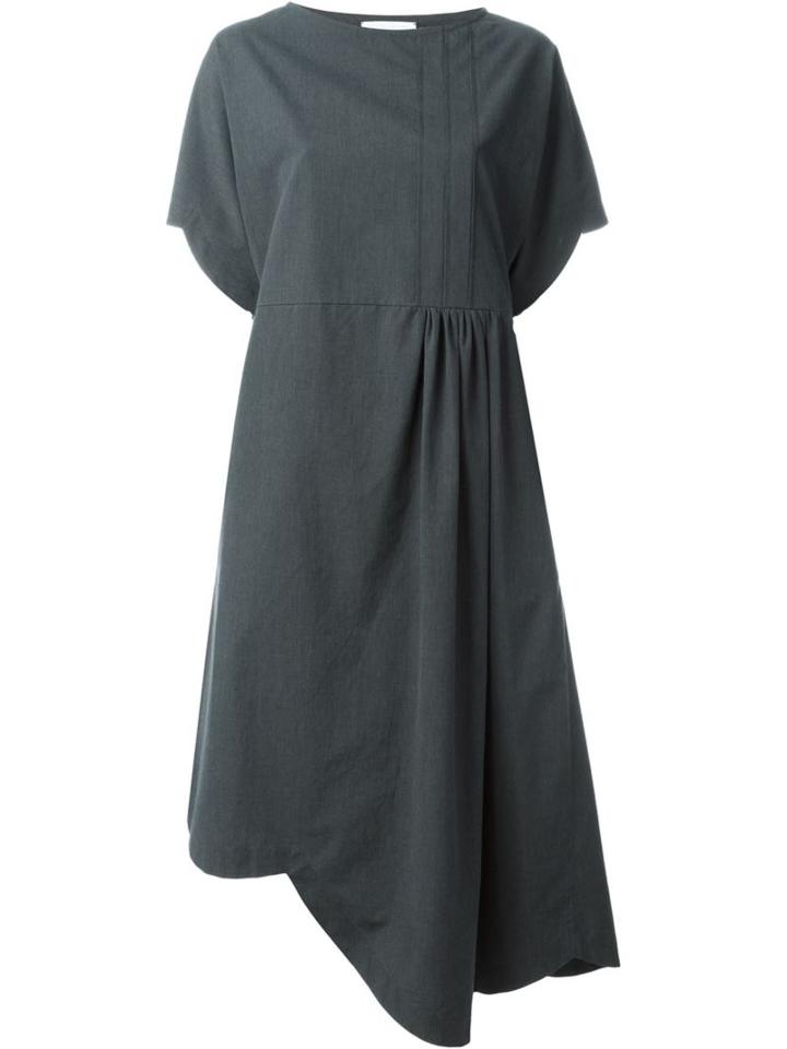 Société Anonyme Pleat Detail Asymmetric Midi Dress, Women's, Size: 1, Grey, Cotton