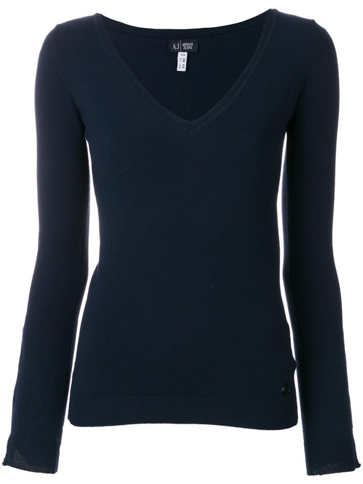 Armani Jeans V-neck Jumper - Blue
