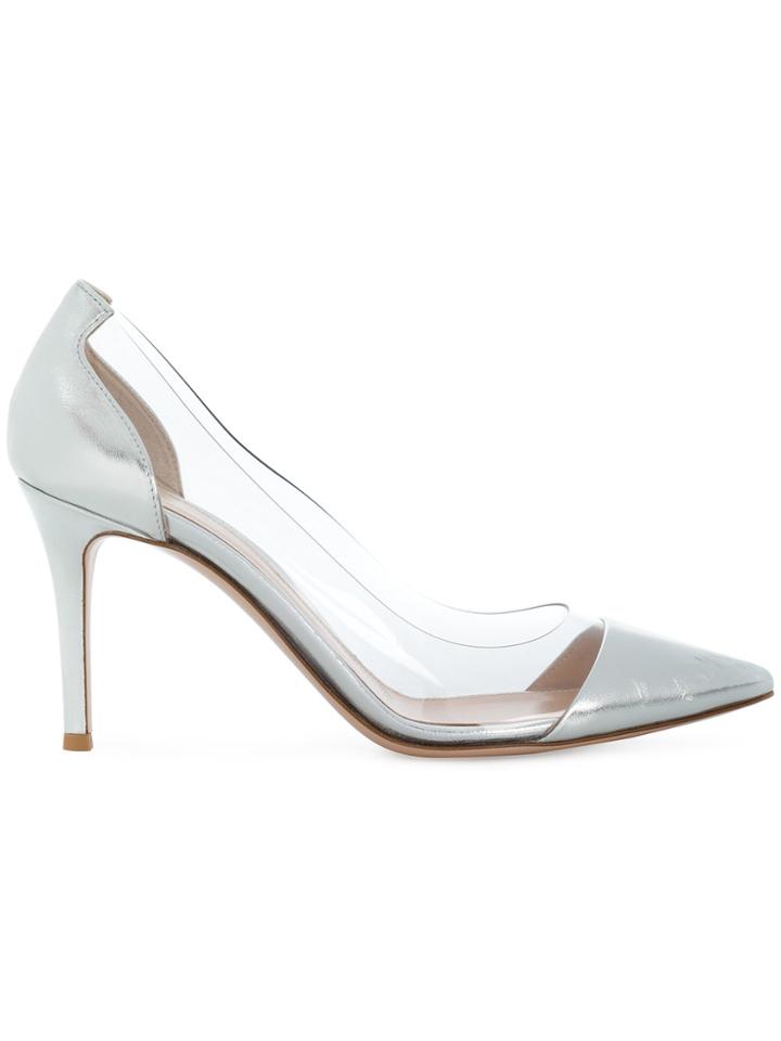 Gianvito Rossi Pointed Ankle Strap Stiletto Pumps - Metallic