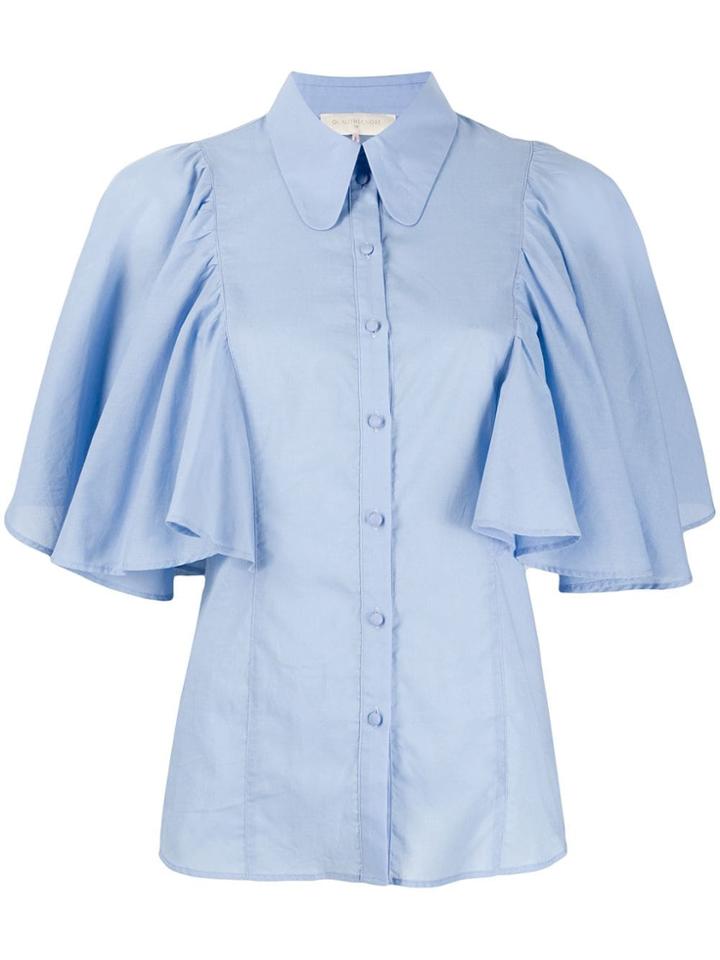 L'autre Chose Ruffle Sleeve Shirt - Blue