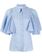 L'autre Chose Ruffle Sleeve Shirt - Blue