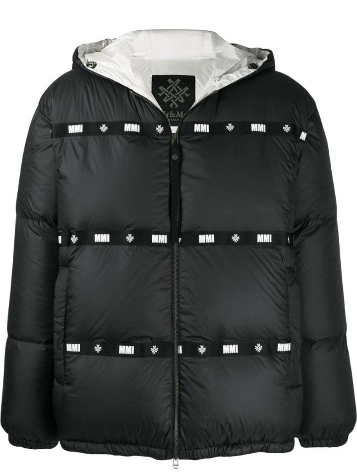 Mr & Mrs Italy Logo Strip Padded Jacket - Black