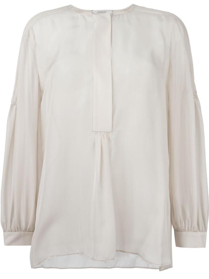 Dorothee Schumacher Pleated Shoulder Peasant Blouse, Women's, Size: 4, Nude/neutrals, Silk
