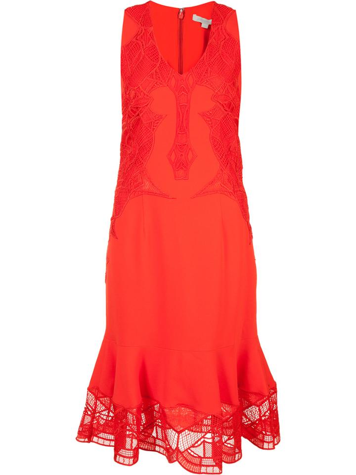Jonathan Simkhai Sheer Ruffled Hem Dress - Red