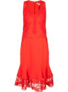 Jonathan Simkhai Sheer Ruffled Hem Dress - Red