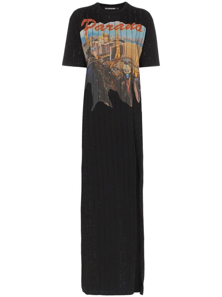 Filles A Papa Riviera Crystal Embellished Cotton T-shirt Dress - Black