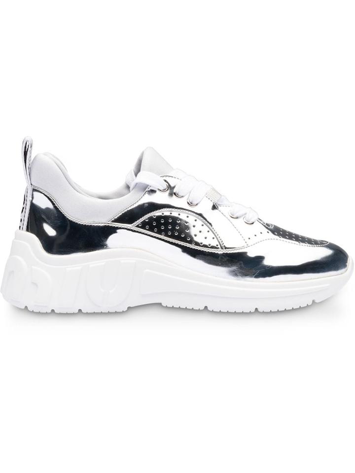 Miu Miu Miu Run Technical Metal Sneakers - Silver