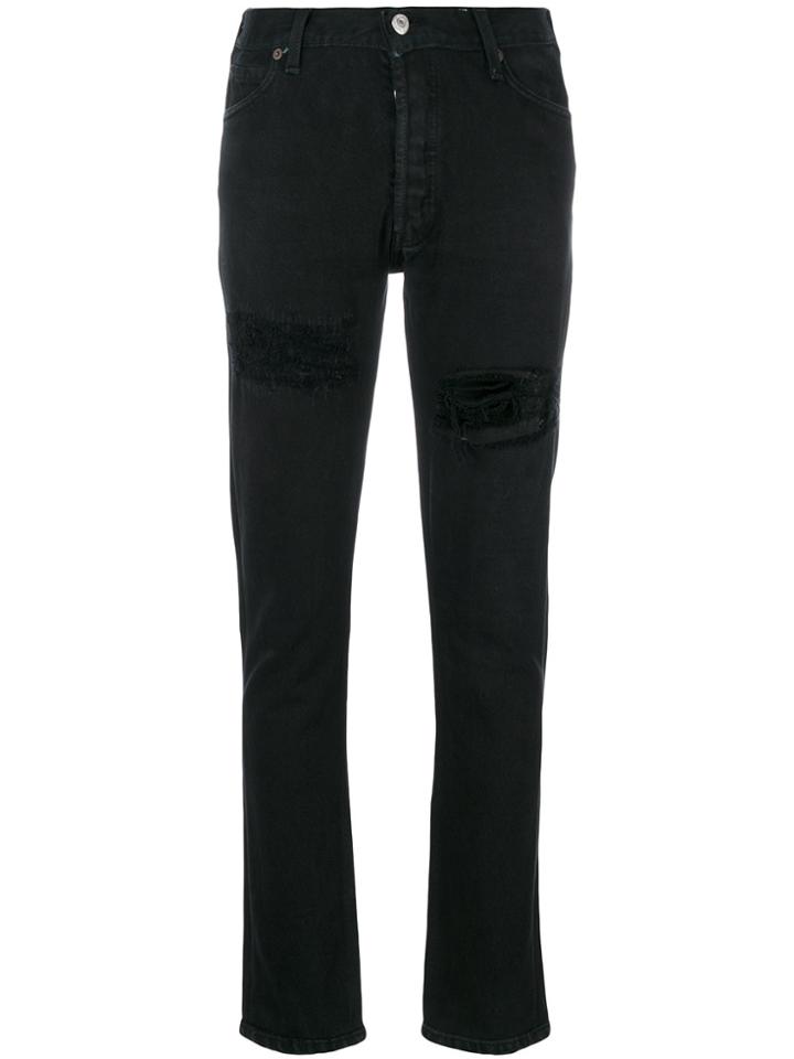 Re/done Distressed Slim Fit Jeans - Black