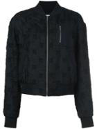 Grey Jason Wu Textured Check Bomber Jacket, Women's, Size: 4, Black, Wool