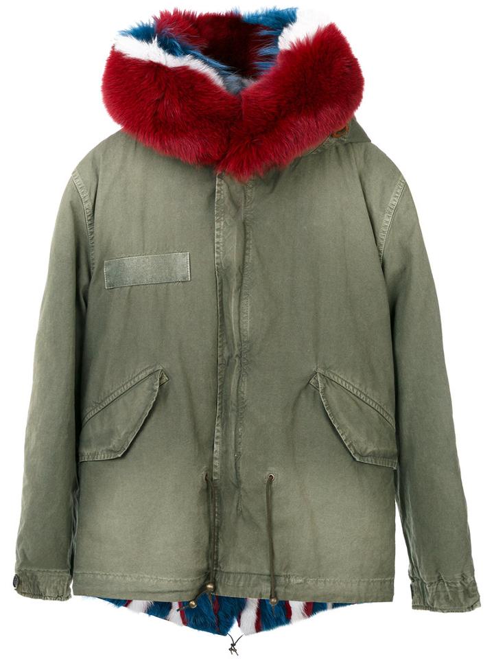Mr & Mrs Italy - Trimmed Hood Short Parka - Women - Cotton/fox Fur/racoon Fur/rabbit Fur - S, Green, Cotton/fox Fur/racoon Fur/rabbit Fur