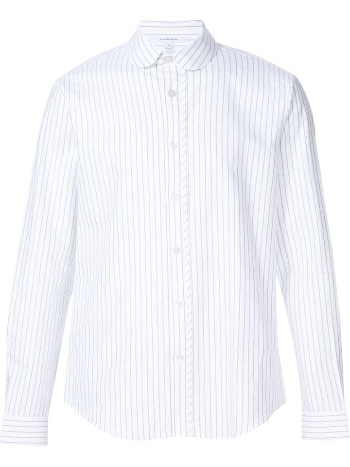 Carven Striped Shirt, Men's, Size: 38, White, Cotton