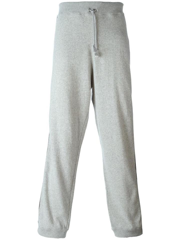 Stella Mccartney Striped Wide Track Pants, Men's, Size: Xs, Grey, Polypropylene/cashmere/wool