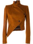 Ann Demeulemeester Cropped Asymmetric Jacket, Women's, Size: 40, Yellow/orange, Silk/nylon/spandex/elastane/virgin Wool