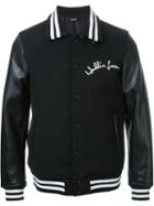 Hl Heddie Lovu 'stadium' Varsity Sport Jacket, Men's, Size: Medium, Black, Calf Leather/wool