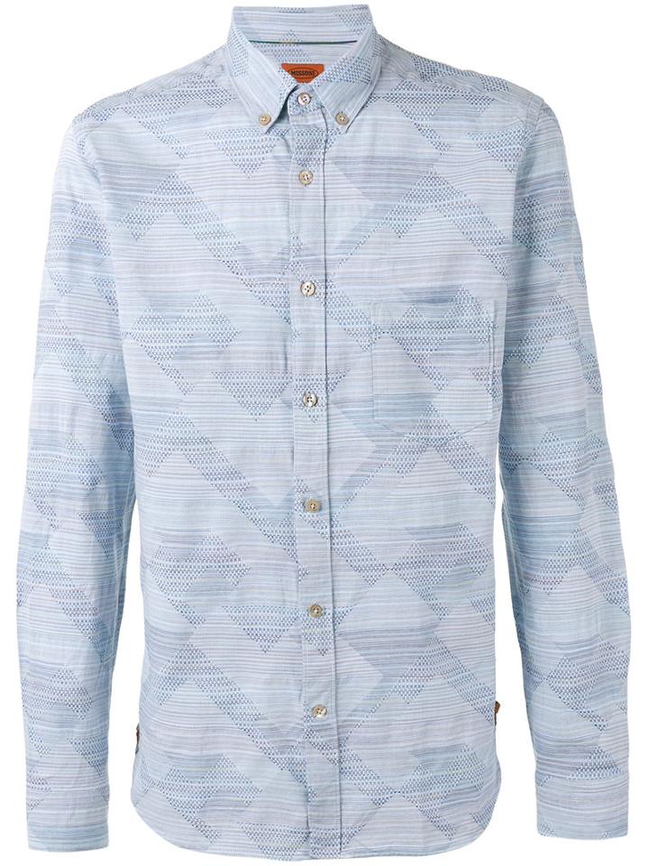 Missoni Patch Shirt, Men's, Size: Small, Blue, Cotton