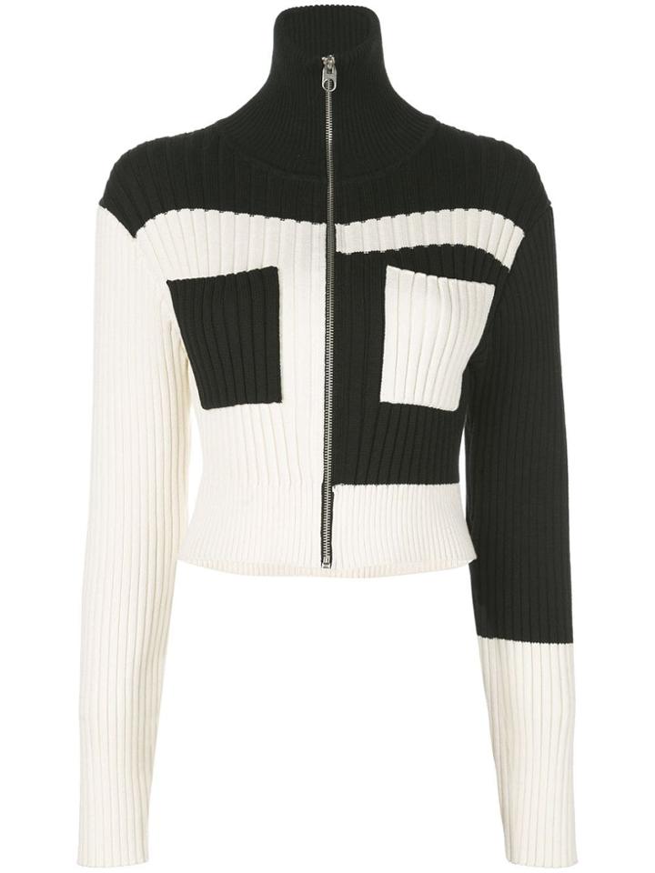 Proenza Schouler Pswl Colorblocked Ribbed Knit Jacket - Black