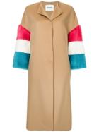 Ava Adore Fur Sleeve Coat - Brown