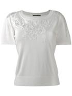 Ermanno Scervino Lace Detail Cropped T-shirt, Women's, Size: 42, White, Polyamide/polyester/viscose