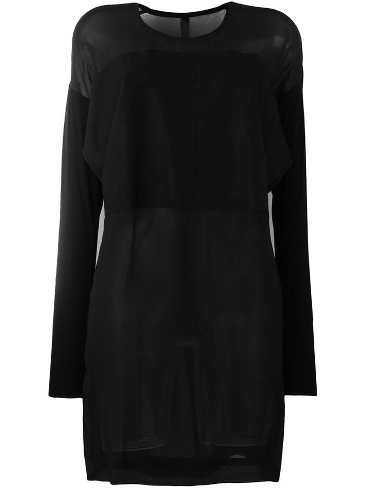 Ilaria Nistri Scoop Neck Sheer Blouse, Women's, Size: 40, Black, Silk/modal/lamb Skin