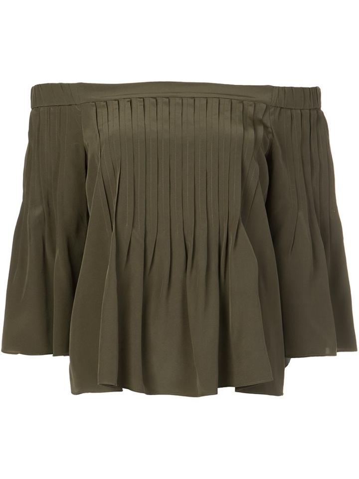 Tibi Off-shoulders Draped Blouse, Women's, Size: 6, Green, Silk