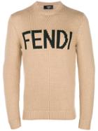 Fendi Logo Crew Neck Sweater - Nude & Neutrals