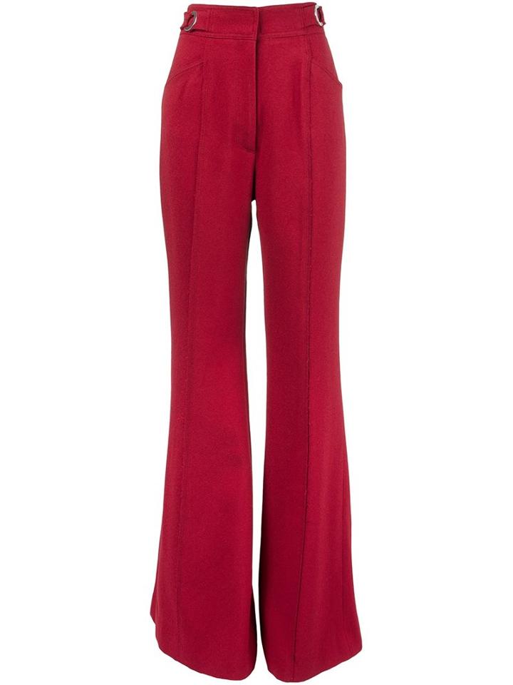 Proenza Schouler Flared Trousers, Women's, Size: 6, Red, Viscose