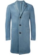 Lardini Single Breasted Coat, Men's, Size: 48, Blue, Cashmere/polyester