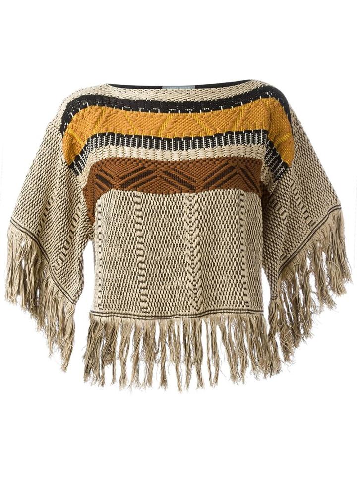Alberta Ferretti Fringed Knitted Top