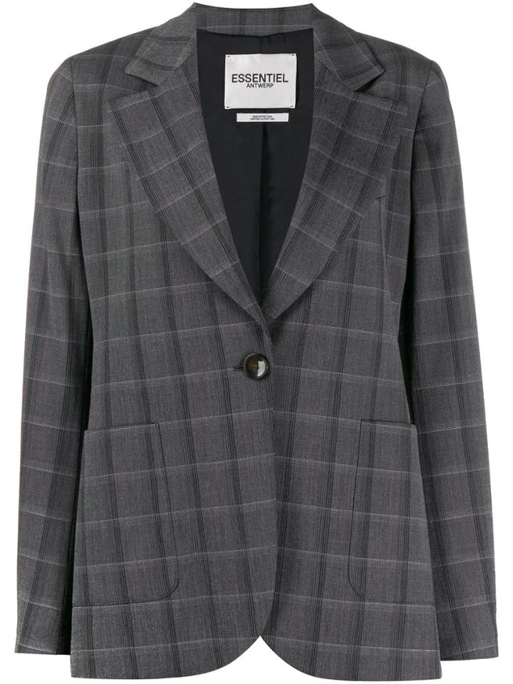 Essentiel Antwerp Plaid Print Blazer - Grey