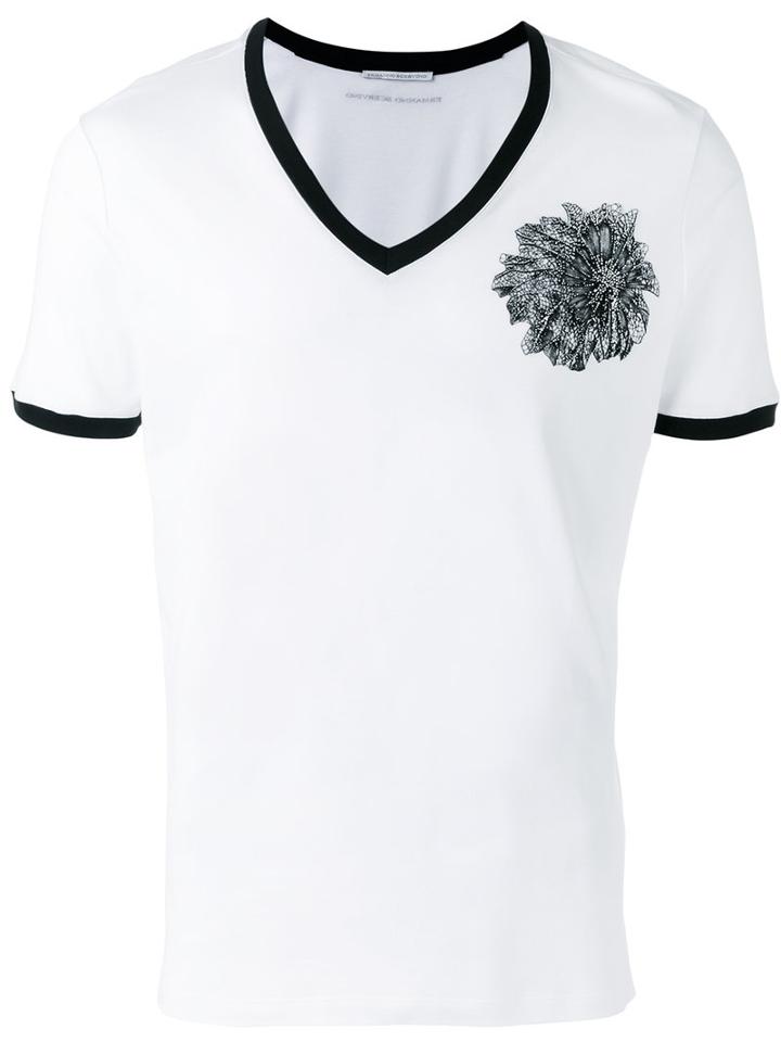 Ermanno Scervino Embroidered Chest Patch T-shirt, Men's, Size: 48, White, Cotton