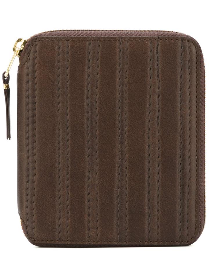 Comme Des Garçons Wallet 'embossed Stitch' Wallet - Brown