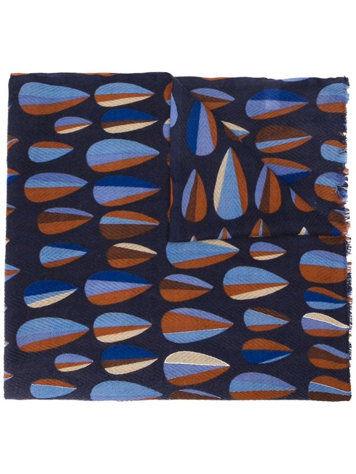 Altea Teardrop Patterned Chevron Scarf - Blue