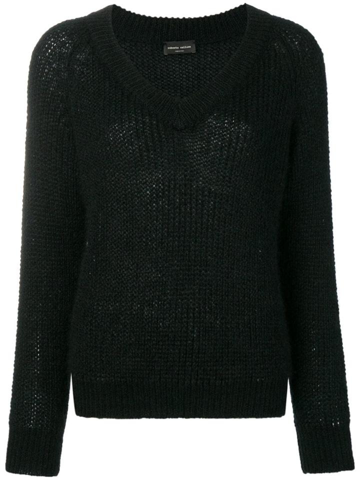 Roberto Collina V Neck Knitted Sweater - Black